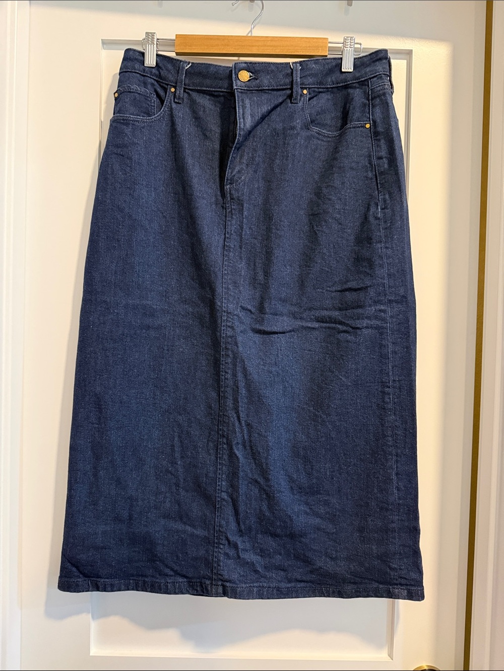 Ann Taylor Navy Denim Midi Skirt